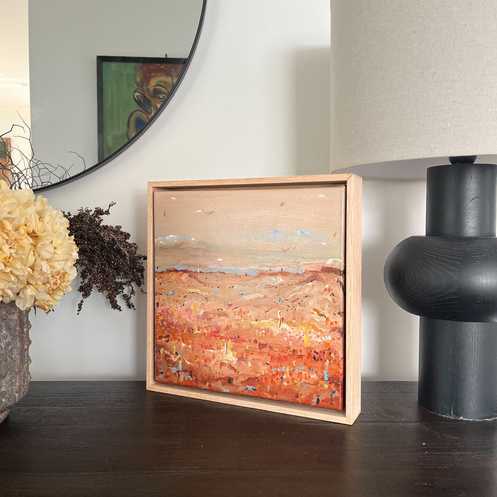 Bounty abstract landscape painting displayed in a home interior