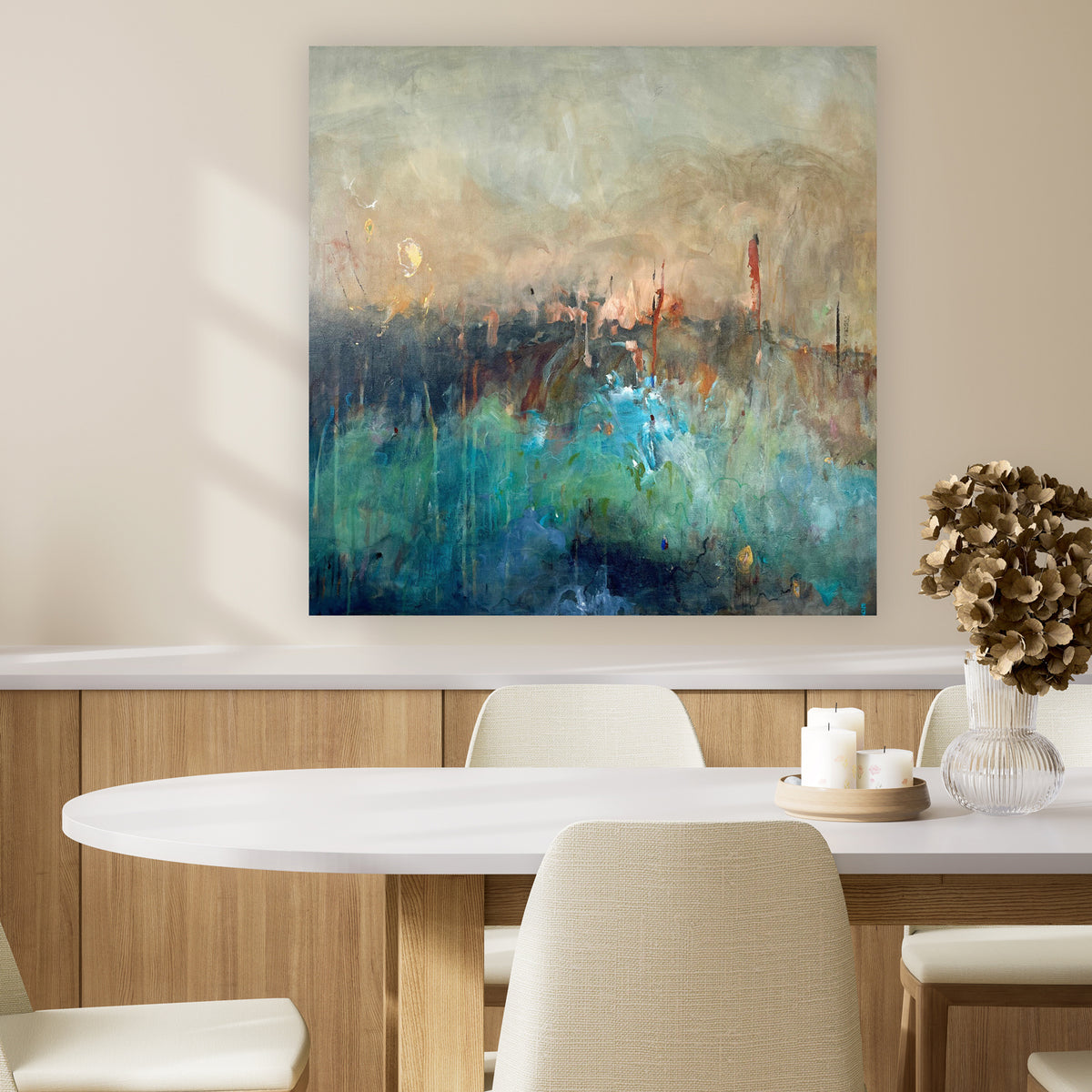 Foshan Zumiao abstract painting displayed in a home interior