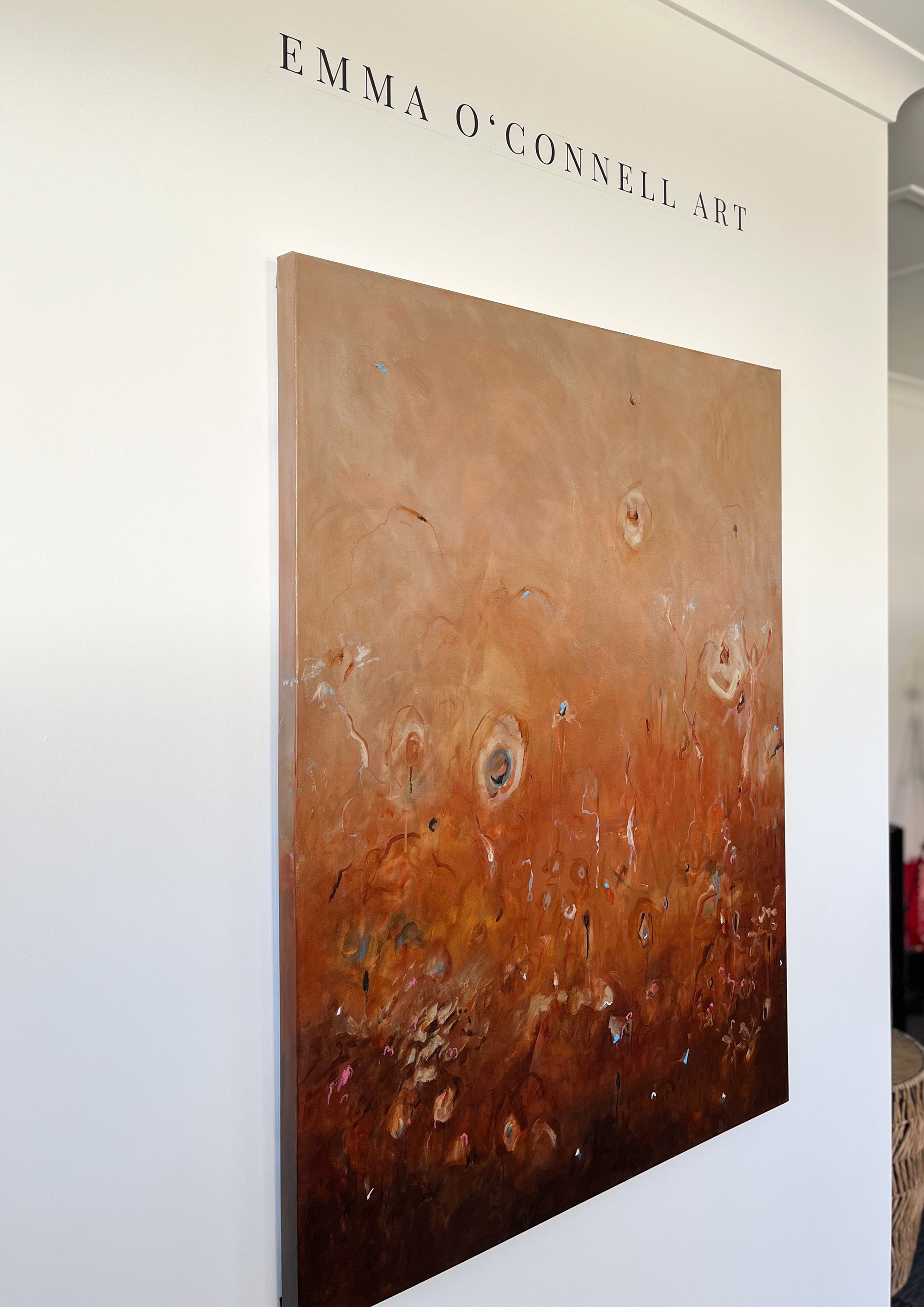 The Keeping of Distance painting in a styled interior space
