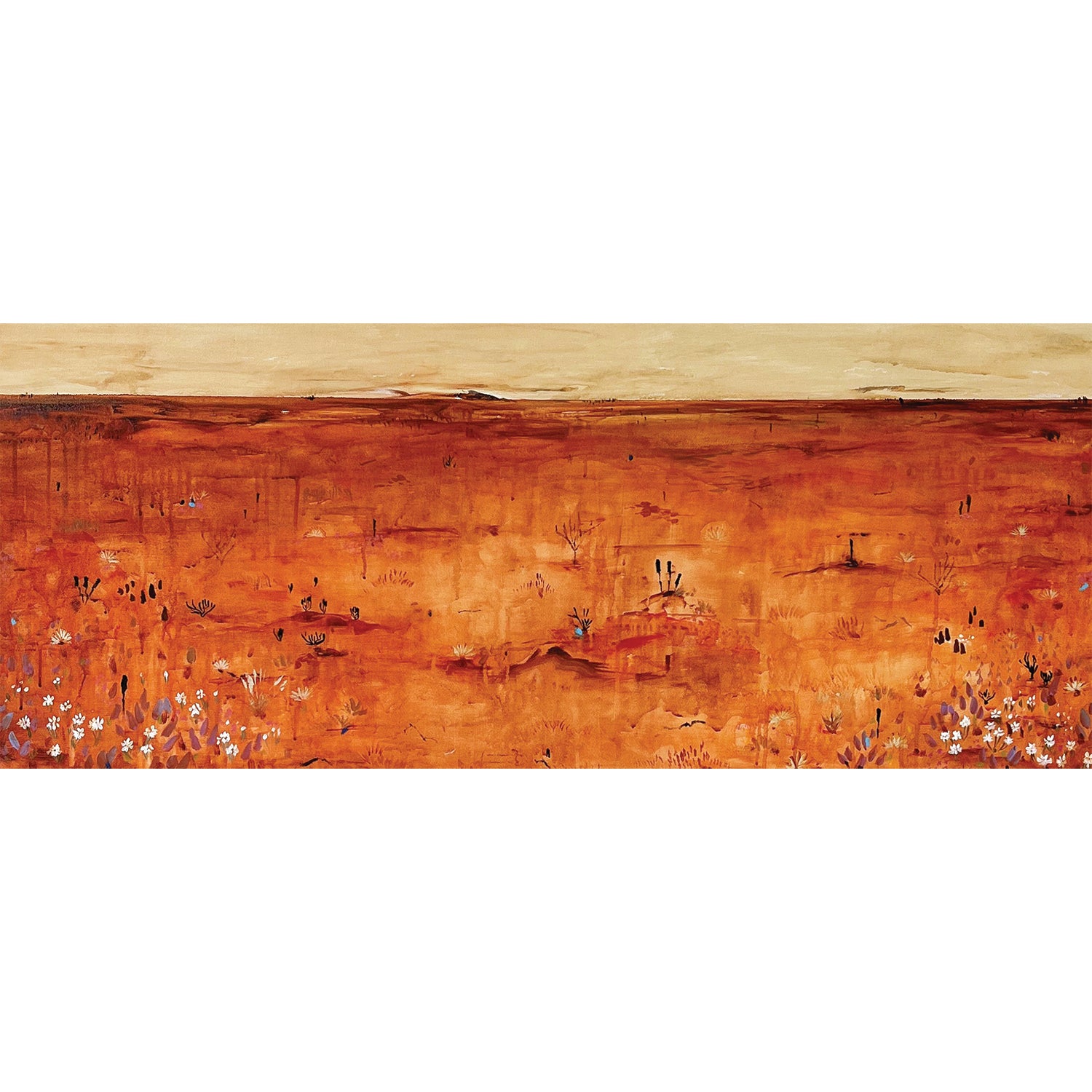 The Vast Between — original abstract Australian landscape painting, acrylic on canvas, expansive earthy and atmospheric tones, Emma O'Connell Art